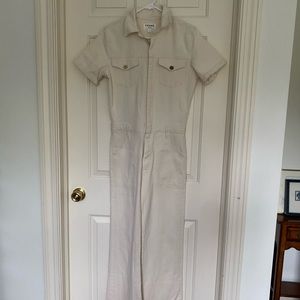 FRAME cream denim jumpsuit